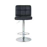 Scaun de bar cu picior metalic reglabil pe inaltime si sezut rotativ din piele artificiala de culoare neagra, 40x40x104 cm A635